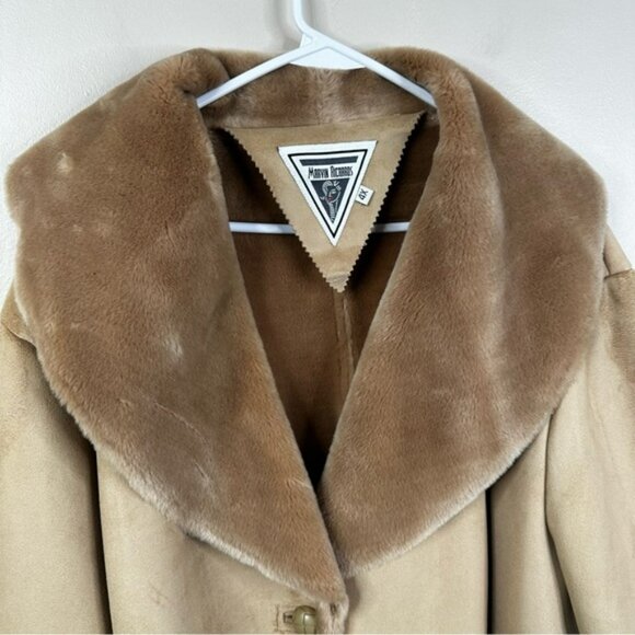 Marvin Richards Vintage Faux Suede and Fur Coat Tan Neutral Womens 4X - Picture 3 of 11